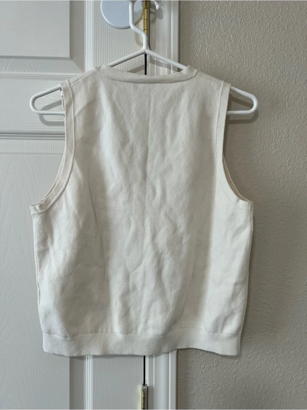 J.Crew Emilie Sweater Vest Ivory Gold Buttons Cotton Size Large BX483